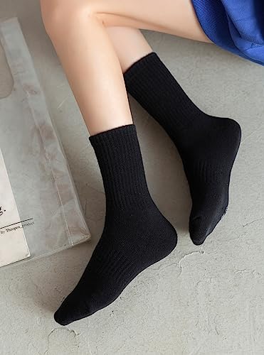 Image of Irisbear Womens Crew Socks Casual Athletic Gym LightWeight Thin Cotton Socks 5 Pairs