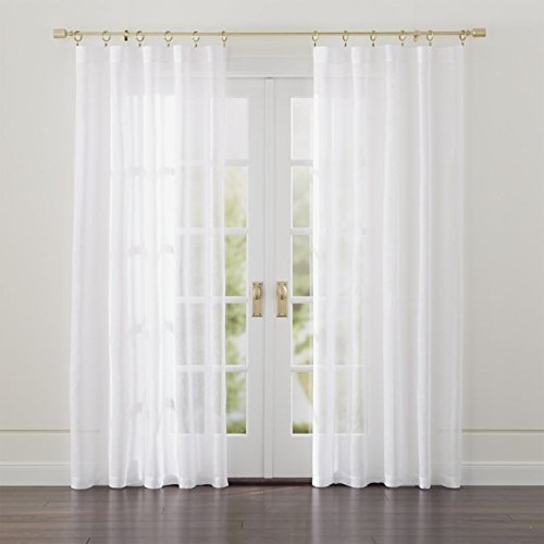 Paire de petits rideaux aspect lin finition pointe - Blanc - 60x90 cm