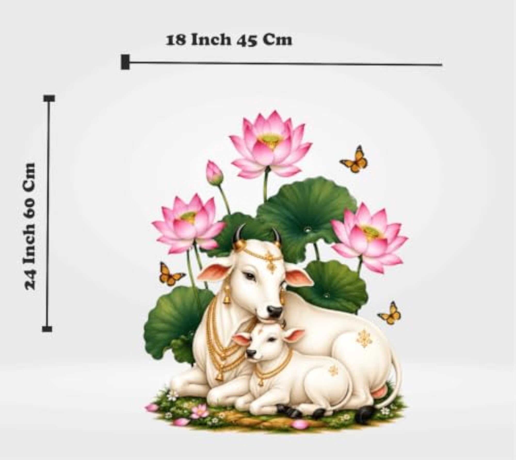 Gau MATA Cow & Calf Wall Sticker with Floral Tree Design