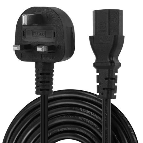 XINYUWIN Monitor Power Cable UK 3 Prong Kettle Lead IEC C13 Universal AC Power Cord Replacement for Samsung Dell Sony HP LED LCD Smart TV and PC Printerfor (3M/10FT)