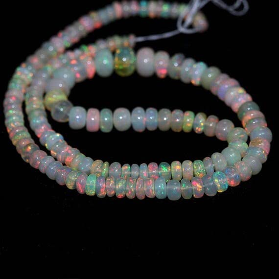 Opale de Welo éthiopienne blanche précieuse, perles rondelles lisses arc-en-ciel de 4.5mm