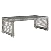 Modway Aura Wicker Rattan Outdoor Patio Tempered Glass Coffee Table in Gray