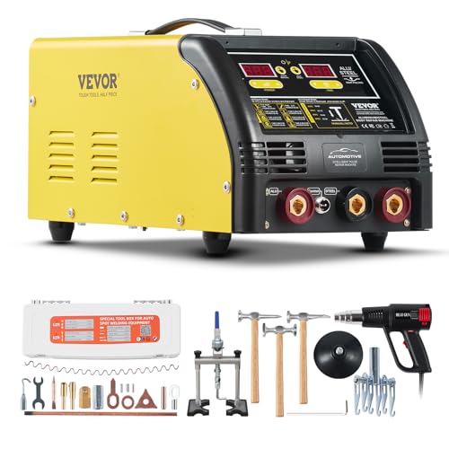 VEVOR Soldadora de Pernos Dual Pro Soldadora Profesional 5 kW con Soldadura Automática y Manual 10 Modos Máquina de Reparación de Abolladuras con Soldadura por Puntos para Paneles de Acero Aluminio