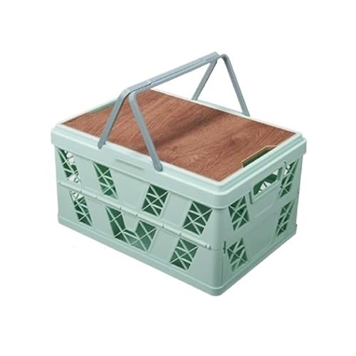 Coffre de rangement pliable en bois et polymère 35L style scandinave