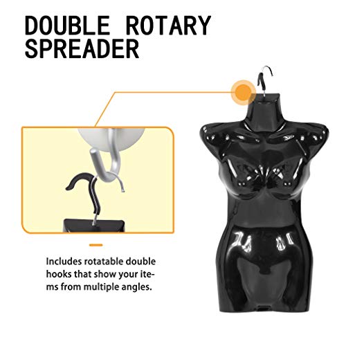4Pcs Female Male Mannequin Torso Dress Form Sewing Manikin 27 Inch 30 Inch Height Dress Model Mannequin Display Head Dress Mannequin Clothing Form Metal Hook (27Inch, Black) #TOP2