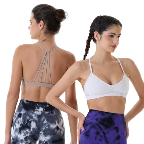 Image of AUROLA Mercury Workout Sports Bras Women Athletic Removable Padded Backless Strapy Minimal Crop Top