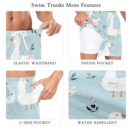xigua Cute Geese Mens Swim Trunks with Liner, 5 inch Quick Dry Mens Boardshorts for Beach3