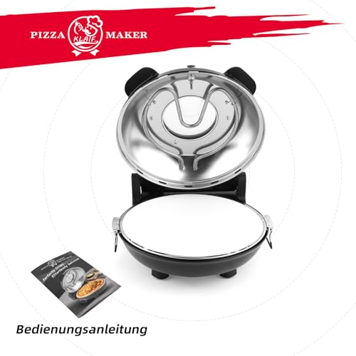 KLAIF Elektrischer Pizzaofen 420 °C, separat regelbare Ober- und Unterhitze, 31 cm Keramik-Pizzastein, 1200 W, Kompakter Pizzaofen für Zuhause, Modell LM-Schwarz