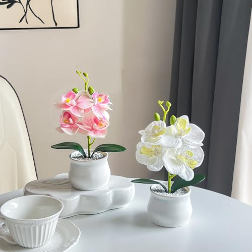 Pacote com 2 mini orquídeas artificiais de plantas artificiais co...