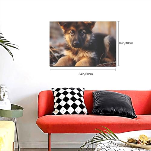 Toile chiot berger allemand 40x60 cm cadre suspendu salon