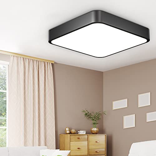 Luz de Techo LED, Lámpara de Techo de 24 W CRI 80+, Luces de Techo 5000K 2040LM 170 ° Jet Angle Luz Negra Moderna, para la Sala de Estar de Baño Oficina de la Oficina del Pasillo de la Sala de Estar Cover