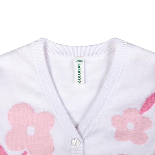 Image of BOBOYOYO Girls Cute Cardigan Cotton Girls Button Up Sweater Knit Jacket | Long Sleeve Crew Neck Kawaii Clothes for Casual School Wear