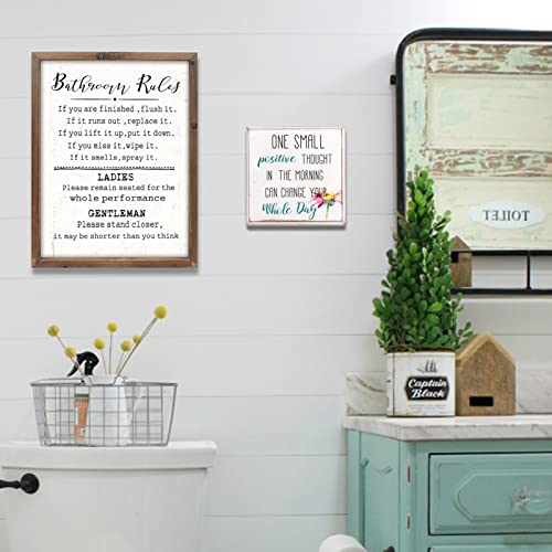 Wartter 6 Inch Decorative Wooden Box Sign - One Small Positive Thought In The Morning Can Change Your Whole Day #TOP6