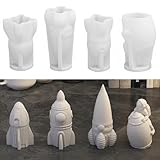 Space Planet Resin Molds Silicone，【4-Piece Set】 Epoxy Resin Space Astronaut Silicone molds,3D Resin Spaceballs Molds, Small Rocket Silicone Model, Space Rabbit DIY Gift Sets for Teens(【Kit 2】)