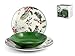 H&H Servicio de mesa de 18 piezas, de porcelana, verde (762918)