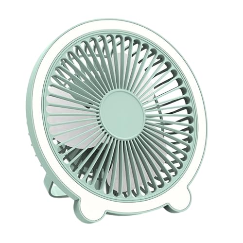 Ventiladores de escritorio pequeños y silenciosos, portátiles y de refrigeración silenciosa, 3 velocidades, funciona con pilas, con luz nocturna, 360 grados ajustables para dormitorio, interior