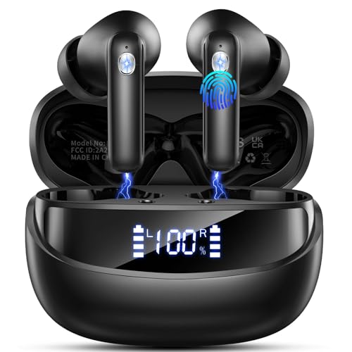 Controllo touch intelligente e ampia compatibilità: Le cuffie in ear hanno un sensore touch altamente sensibile che consente di eseguire facilmente varie operazioni, come effettuare chiamate, regolare il volume, cambiare brani e attivare. Gli auricolari senza fili sono compatibili con quasi tutti i dispositivi Bluetooth come iOS 9.0, Android 10.0 e superiori, Bluetooth 5.4 e inferiori, smartphone e computer portatili.