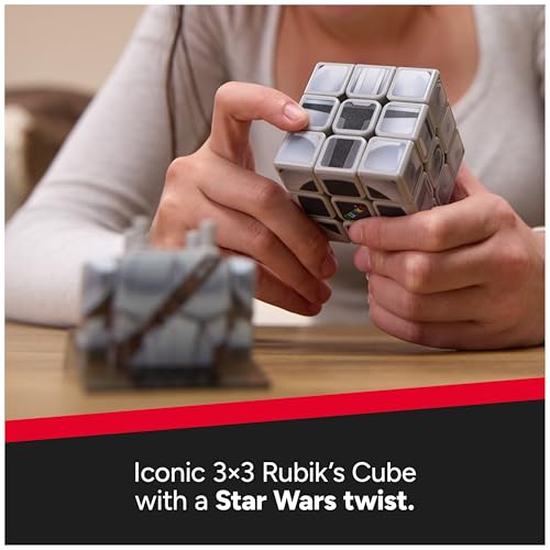 Image of Rubik's Cube, Star Wars Mandalorian Cuber with Display, The Mandalorian Problem-Solving Brain Teaser, Classic Color-Matching Puzzle, Fidget Toy for Kids, Collectible Star Wars Toy, for Ages 8 & Up