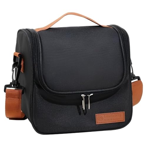 Bolsa Térmica Lancheira com Alça de Ombro para Marmita - Trabalho Academia Escola e Passeios Super Premium (Preto)