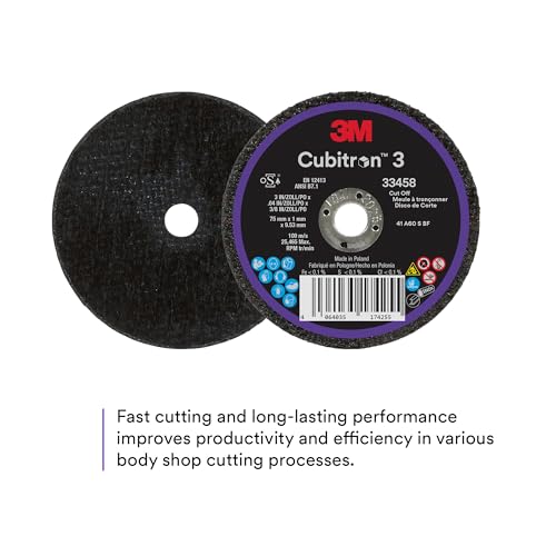 3M Cubitron 3 Cut-Off Wheel 33458, 3 in x 0.04 in x 3/8 in, Long Lasting Performance, High Cut Rate, for Automotive Cutting and Splicing, Collision Repair, 5 Wheels by 3M - Image 4