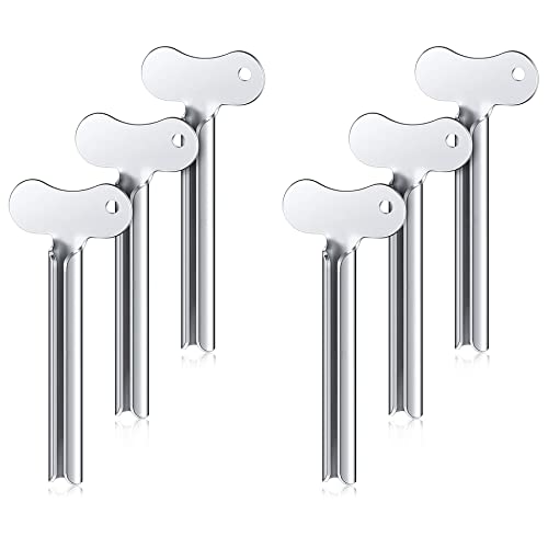 Hsthe Sea 6 pieces metal toothpaste squeezer squeeze tube stainless steel tube squeezer key roll tube creams colour squeezer tool for bathroom