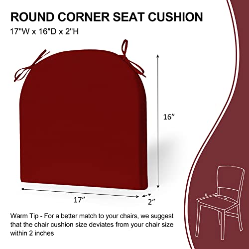 Wellsin Outdoor Chair Cushions For Patio Furniture - Patio Chair Cushions Set Of 4 - Waterproof Round Corner Outdoor Seat Cushions 17"X16"X2", Burgundy #TOP2
