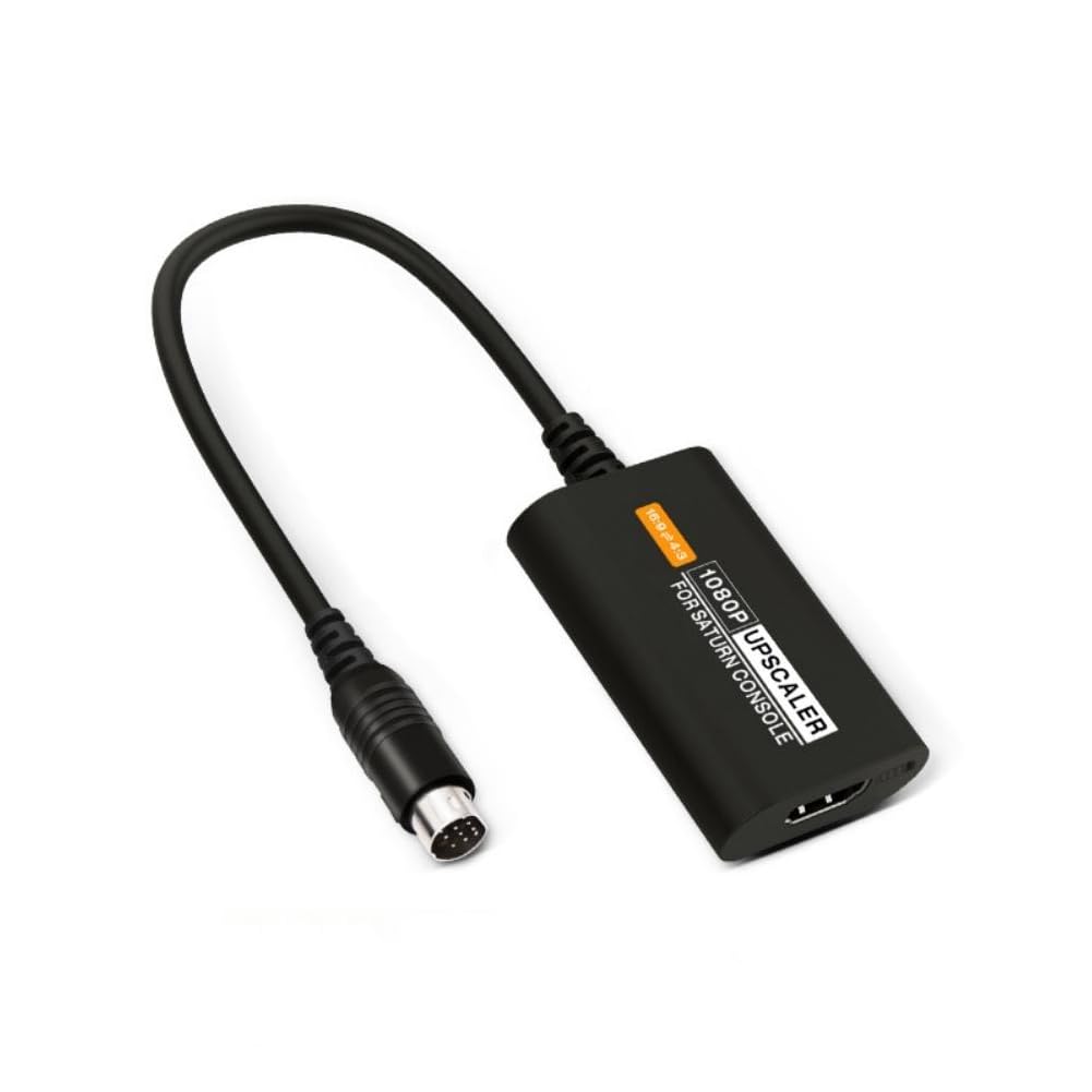 Hzxkqmil Saturn to HDMI Converter for Sega Saturn Console, HDMI Adapter with HDMI Cable 1080P Upscaler Support 16:9/4:3 Conversion Screen Aspect Ratio S-Video Input for Sega Saturn