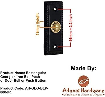 Adonai Hardware Rectangular Georgian Brass Bell Push or Door Bell or Push Button (Antique Brass)
