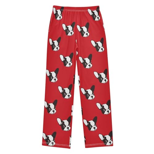 Dog French Bulldog Red Boys Pants for Kids Jogger Pants with Pockets S-XL