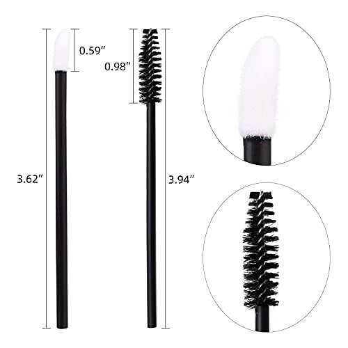 Tbestmax 400 Spoolies Mascara Wand and Lip Brush Disposable Lash Brushes for Eyelash Extensions, Lipstick Lip Gloss Wands Applicator Tool (Black)