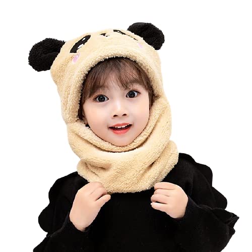 Dressify? - Kids Baby & Girls Winter Warm Thicken Plush Scarf Hats Earflap Beanie Lovely Panda Bear Cap Children Outdoor Hats Foun Color 5-6 Year Kids Pink