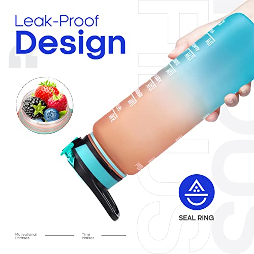 Fidus 32Oz Motivational Water Bottles With Times To Drink & Straw,Leakproof Bpa Free Bottle With Time Marker To Ensure You Drink Enough Water Daily For Fitness, Gym And Outdoor Sports #TOP2