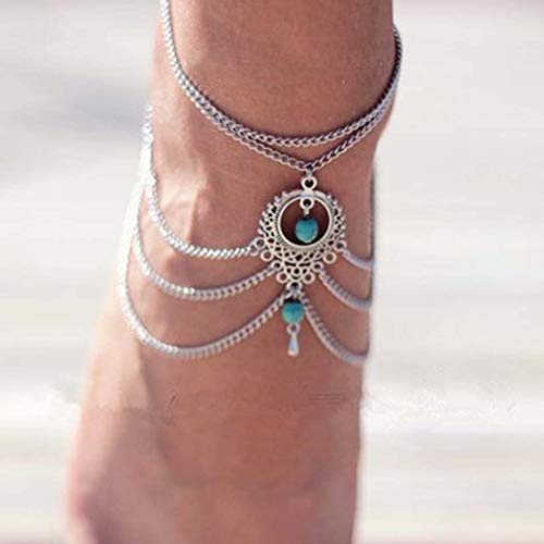 Preisvergleich Produktbild Yean Boho-Fußkettchen, verstellbar, Türkis, für Damen und Mädchen