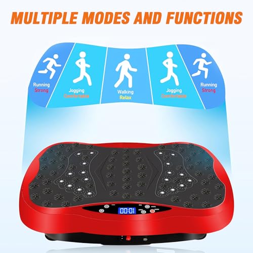 Image of Vibration Plate Exercise Machine for Lymphatic Drainage, 10 Preset Modes & 200-Level Vibrating Platform for Whole Body Fitness, Bluetooth Audio, Home Gym Shake Plate with Resistance Bands
