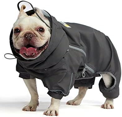 WOOFO Dog Rain Coat, Waterproof & Windproof Dog Rain Coat for Wet Weather|Super Adjustable, Designed with Leash Hole and Reflective Strip，Size Medium-Large