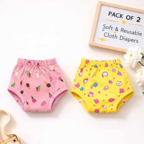 Image of SoftPadded Training Pants | 12-18M | 2PCS | Reusable Pants | Mixed Colours | Soft Cotton Training Pants for Toddlers | Leakproof Breathable Washable Potty Training Underwear