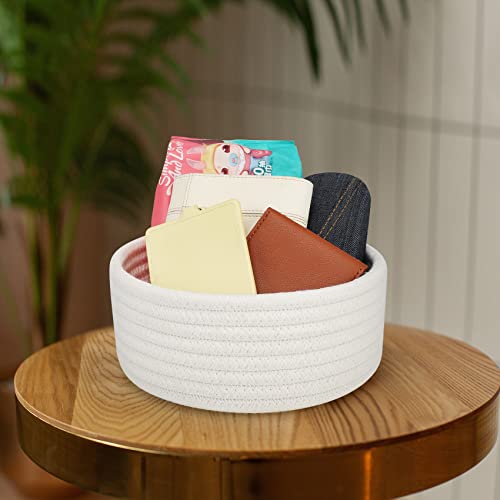 Abenkle GB2017A-YUAN-BAI Small Woven Basket, Empty Tiny Shallow Storage Basket thumb #2