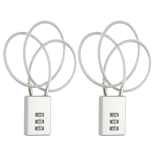 Candado de cable de 3 dígitos PATIKIL plateado con cuerda de acero de 19.7 pulgadas en pack de 2 2