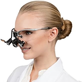 2.5X Loupes and Led Headlight Combo - Featured on"Bones" - Dental Surgical Medical Binocular Loupes - Five Working Distance Options - Flip Up Sports Frame (Black, Blue, Silver, Pink, Red)