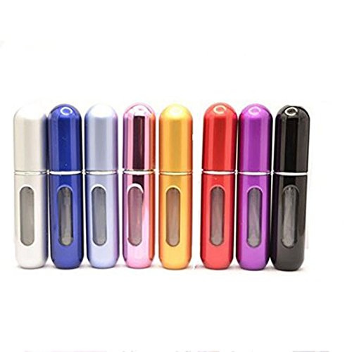 Jia Jia Trade Set of 8 8 pcs 5ML Portable Mini Colorful Refillable Perfume Atomizer Empty Spray Bottle Fragrance Empty Bottle for Outdoor Activities Travel Purse