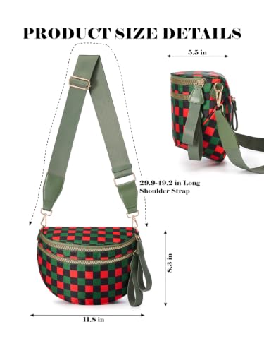 Image of Black and White Checkered Crossbody Bag Bum Bag for Women,Spacious Checkered Purse Fanny Packs Belt Bag