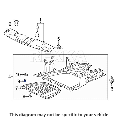 Rexka 2Pcs Lower Engine Cover Pin Screw Compatible With Honda Acura 90674-Ty2-A01 Accord Civic Cr-V Ilx Rlx Tlx #TOP2