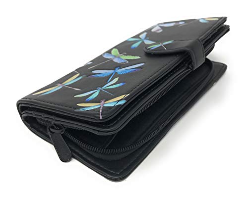 Shag Wear Dragonflies Large Insect Wallet for Women and Teen Girls Vegan Faux Leather 7" Black3