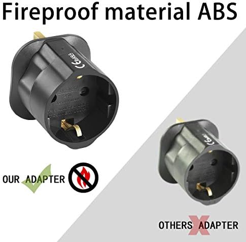VGUARD European to UK Adapter, 1pack Plug Adaptor EU to UK Plug Adapter 2 Pin Plug Adaptor to 3 Pin for Travel or Electronic Device from France, Italy, Spain, Germany to UK - Black