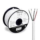 Voltive 14/4 Speaker Wire - 14 AWG/Gauge 4 Conductor - UL Listed in Wall (CL2/CL3) and Outdoor/In Ground (Direct Burial) Rated - Oxygen-Free Copper (OFC) - 100 Foot Spool - White