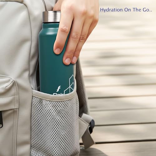 Image of FLAIR Hexa BIS-Certified Stainless Steel Fridge Bottle 970ml | BPA-Free & Food Grade | Leak Proof Water Bottle for Office, Travel, Gym & Home | Durable & Rust Resistant (Green)