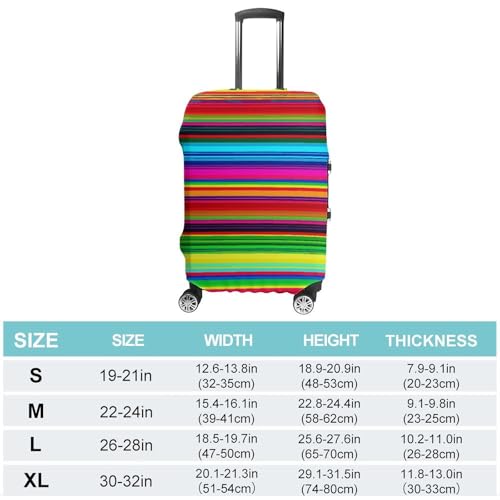 Carry on Luggage Cover Colorful Mexican Stripes Suitcase Covers for Luggages Tsa Approved Travel Luggage Sleeve Protector Elastic Suitcase Protector Anti-Scratch Washable Fits 19-30 Inch Case -S2