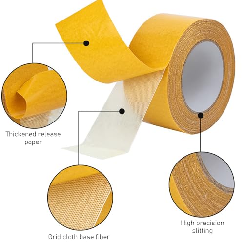 HDGSAFD 1 Stück 20 m Klebeband, Teppichband, doppelseitiges Wandband, Fliesenband, transparentes Haushaltsband, Küchenband, Teppichgitterband, starkes doppelseitiges Klebeband