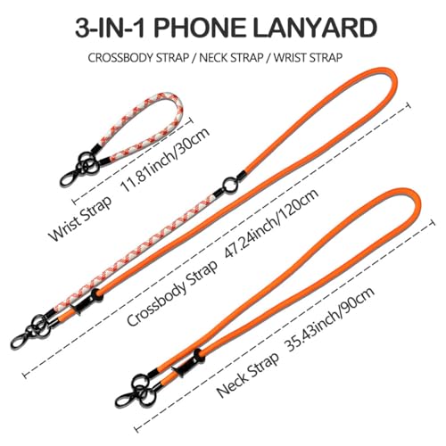 Image of 3-in-1 Adjustable Anti-Theft Phone Lanyard with Tether Tab, Universal Crossbody Neck Wrist Strap for most mobile phone cases, cameras, headphones, USB flash drives, ID cards