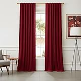 NICETOWN Red Velvet Curtains and Drapes 108 inches Long, Extra Long Elegant Rustic Warm Home Decor High Ceiling Wall Backdrop for Holiday Vibe (Set of 2, 52 inches Wide)